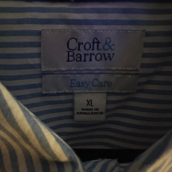 Croft & Barrow XL Easy Care Striped Short Sleeve Button Down Breast Pocket - Picture 3 of 4